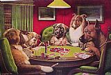 Cassius Marcellus Coolidge - Dogs Playing Poker painting